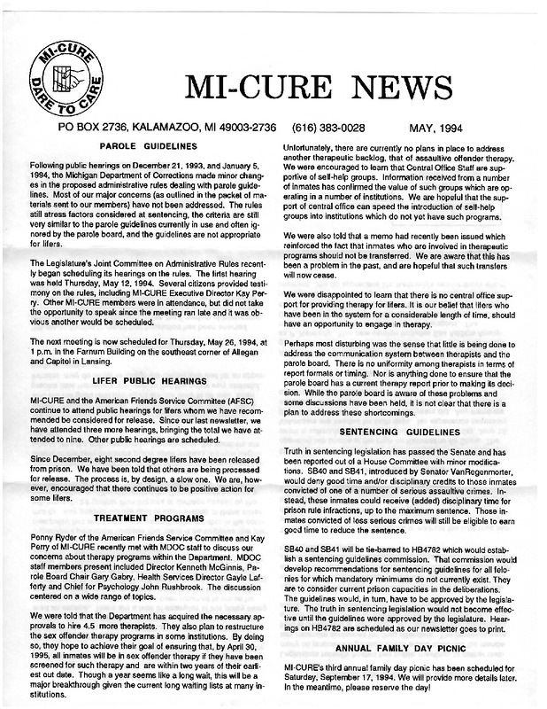 MI-CURE News (May 1994)