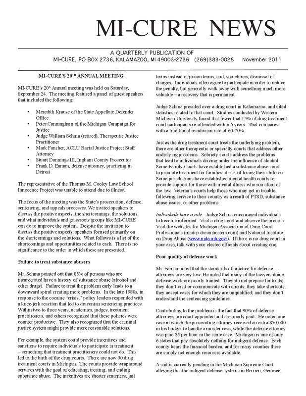 MI-CURE News (November 2011)