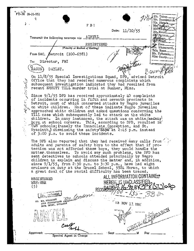 Detroit Response to Emmet Till