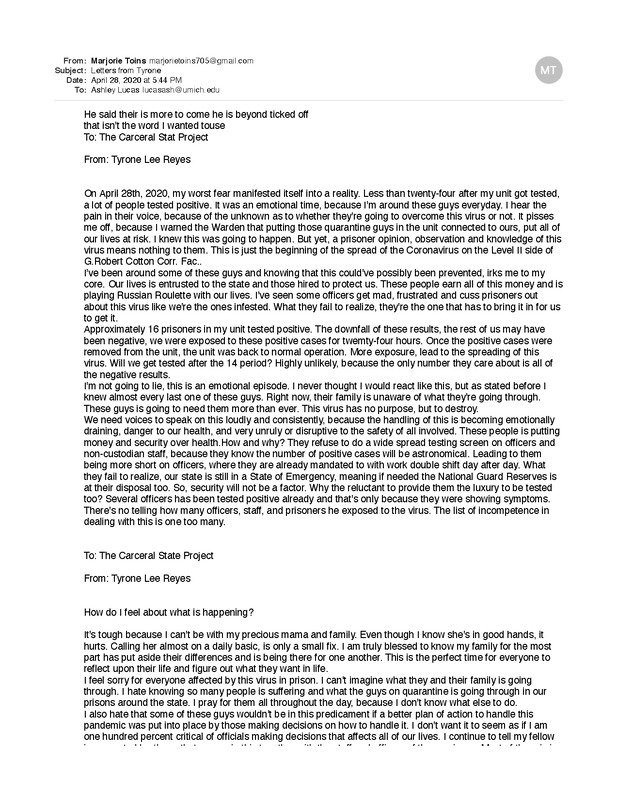 Reyes, Tyrone Lee Written Testimonial [3]