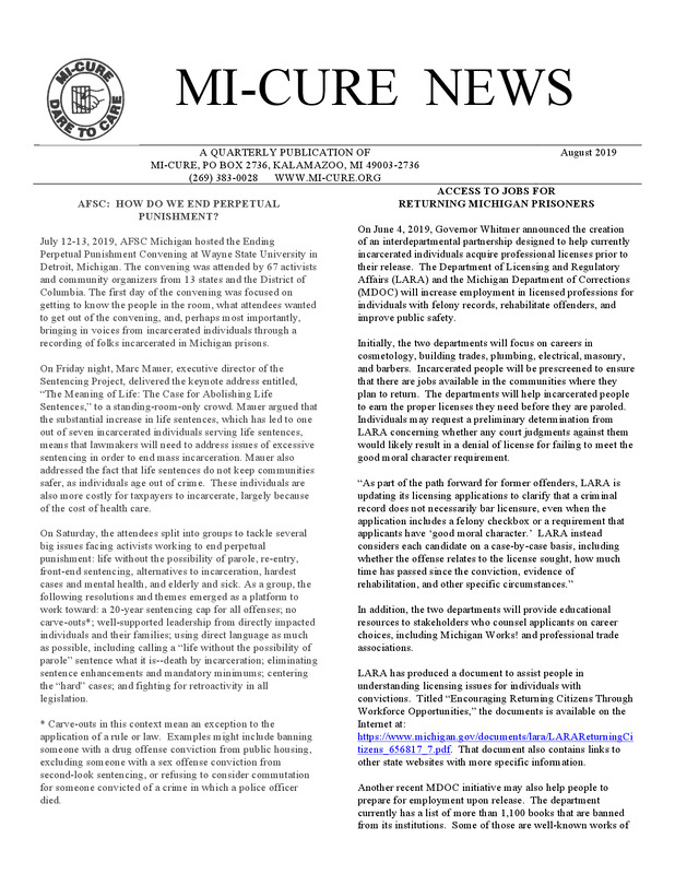 MI-CURE News (August 2019)