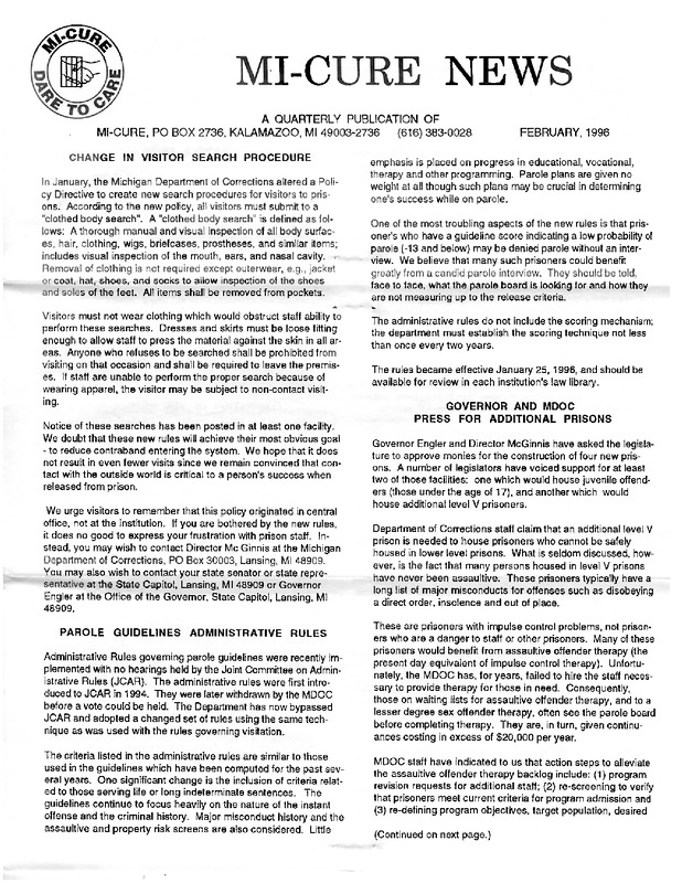 MI-CURE News (February 1996)