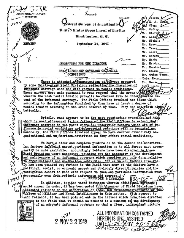 Informant Coverage of Racial Conditions