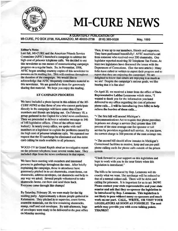 MI-CURE News (May 1999)