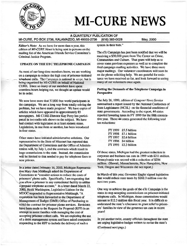 MI-CURE News (May 2000)