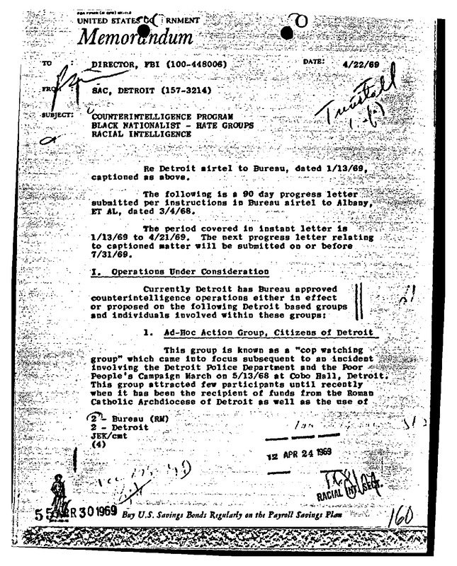 FBI COINTELPRO - Black Nationalist Targets & Tactics in Detroit Metro (2)