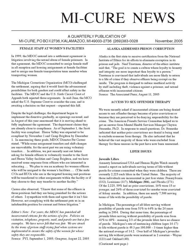 MI-CURE News (November 2005)