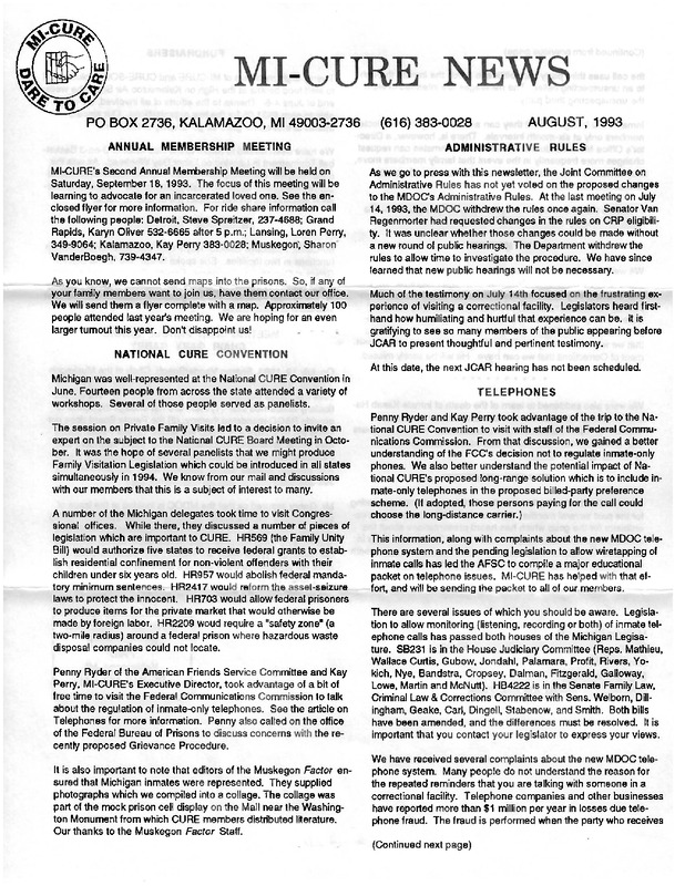 MI-CURE News (August 1993)
