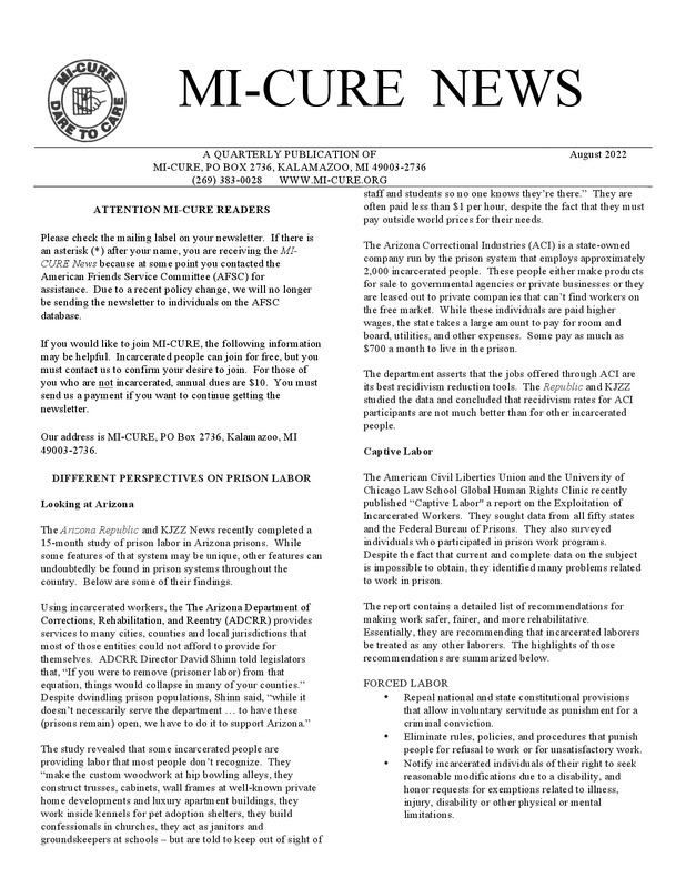 MI-CURE News (August 2022)