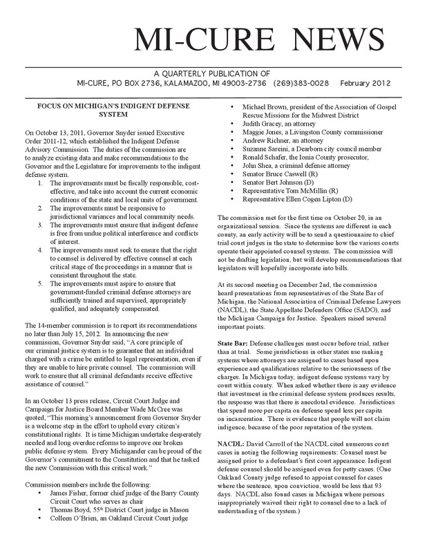 MI-CURE News (February 2012)