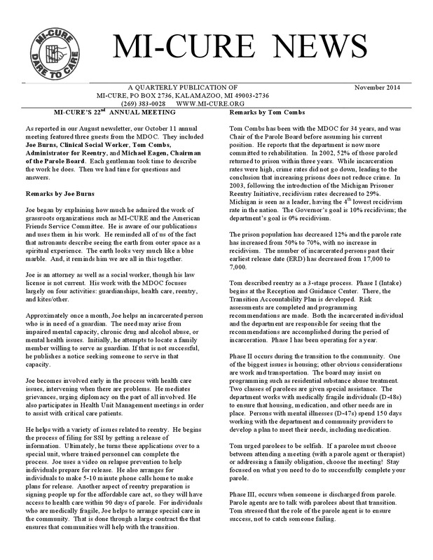 MI-CURE News (November 2014)