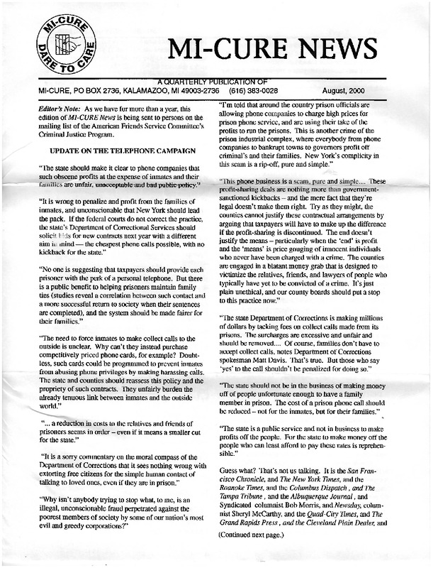 MI-CURE News (August 2000)