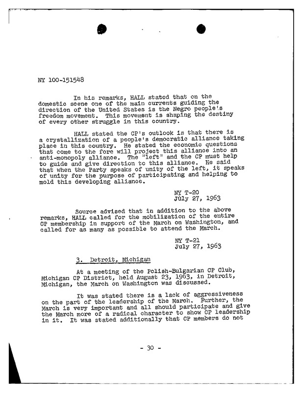 Gus Hall’s Remarks and CPUSA Engagement with the March on Washington