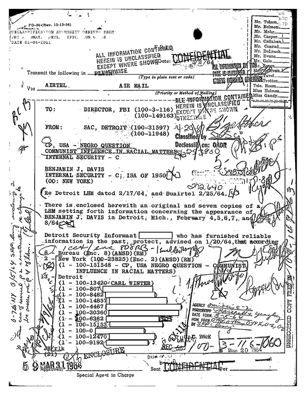 Surveillance of Benjamin J. Davis’s February 1964 Detroit Visit (2)