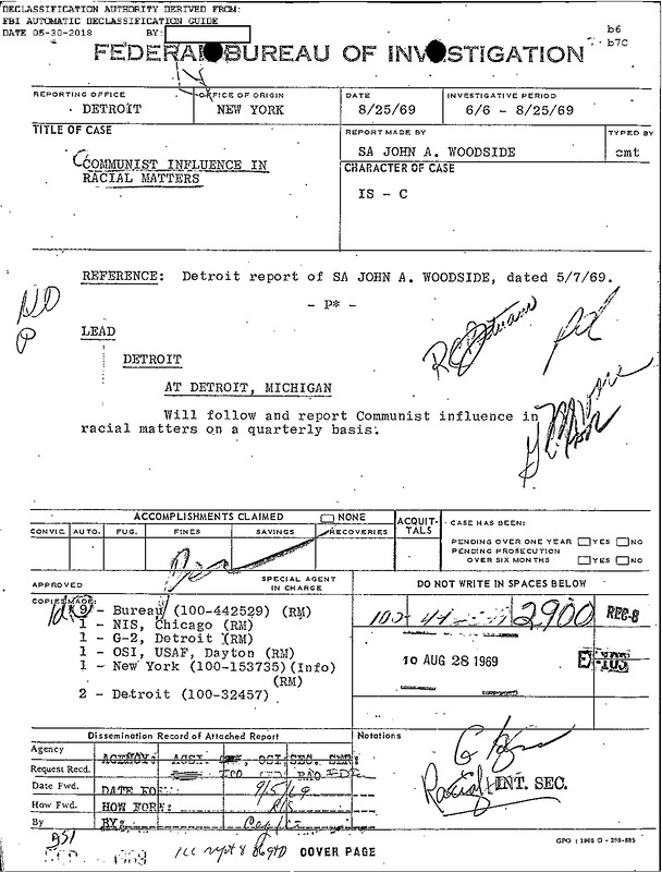 Communist Influence in Racial Matters Internal Report #15 (June to August 1969)