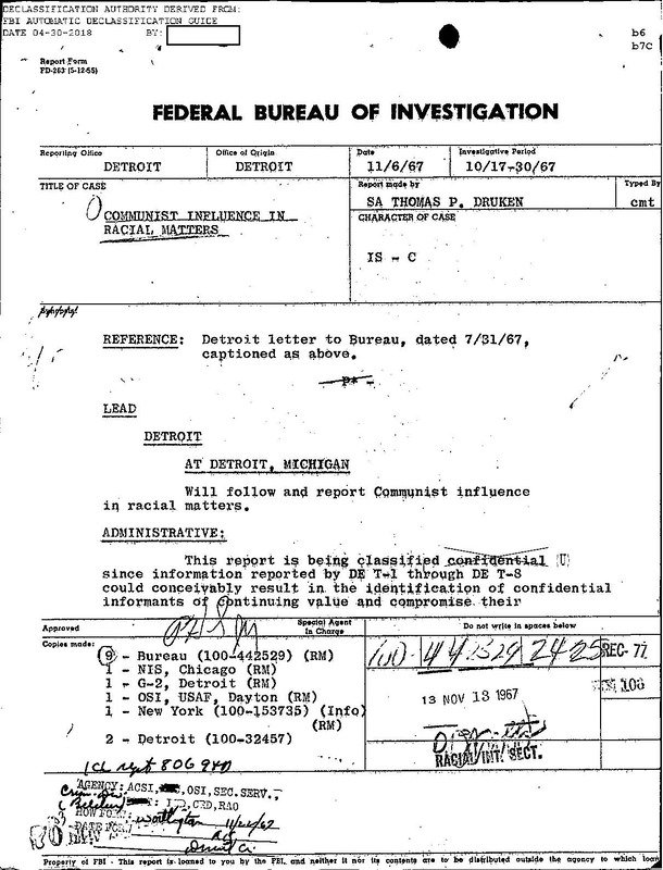 Communist Influence in Racial Matters Internal Report #12 (October 1967)