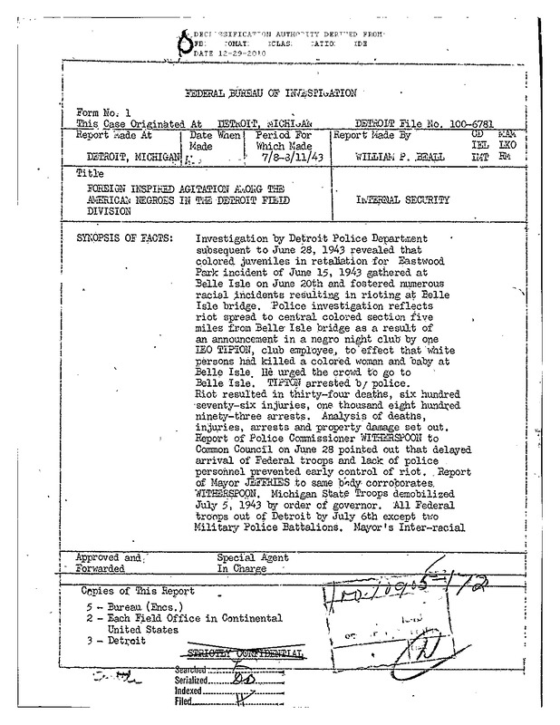Detroit Race Riot of 1943 Report #2
