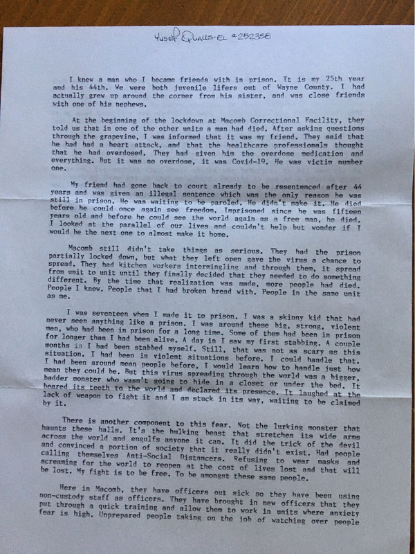 Qualls-El, Yusef Written Testimonial