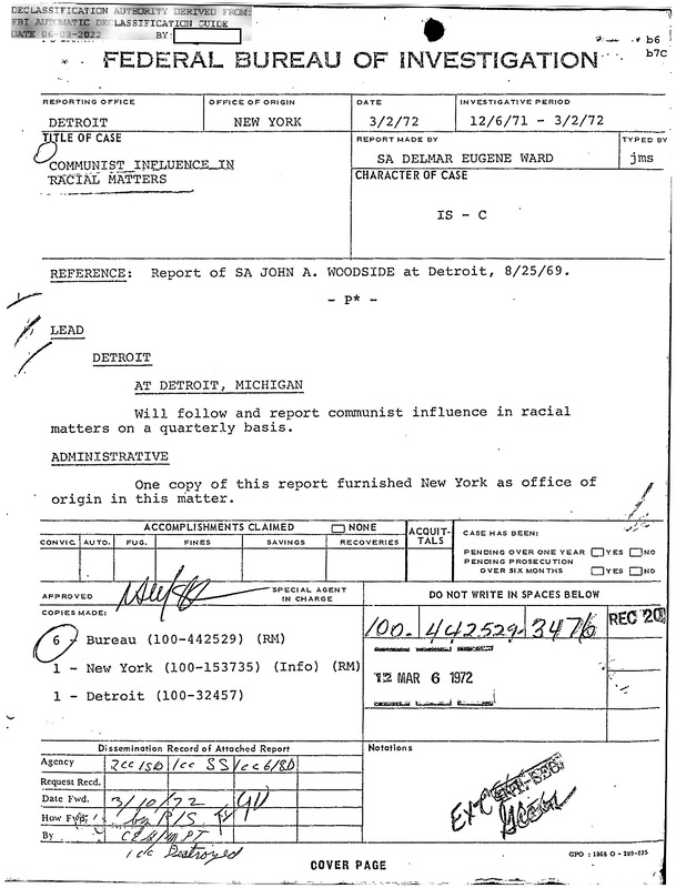 Communist Influence in Racial Matters Internal Report #16 (December 1971 to March 1972)