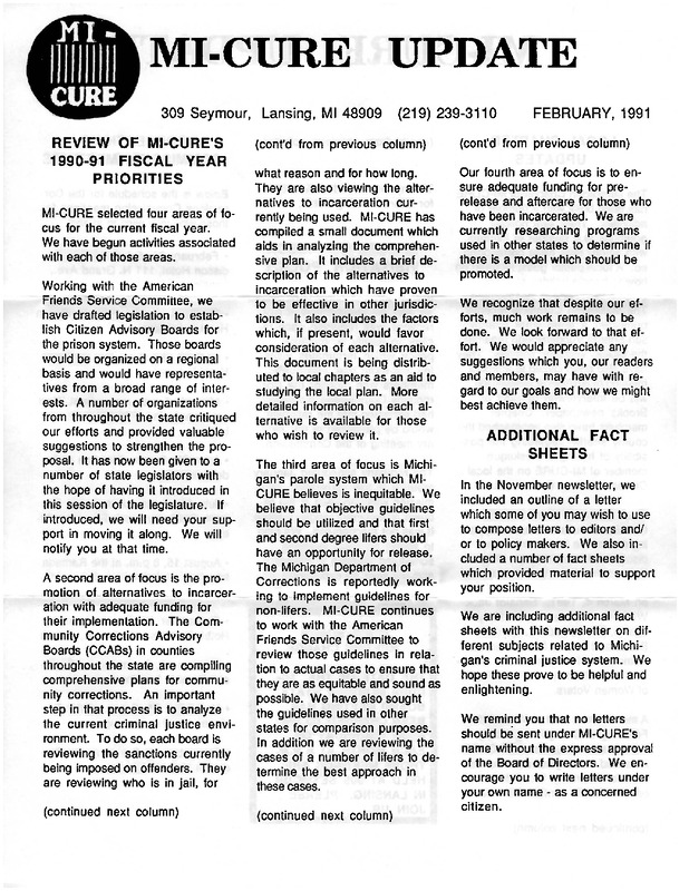 MI-CURE News (February 1991)