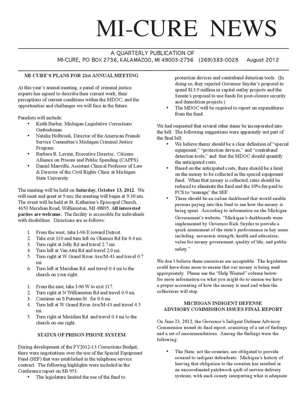 MI-CURE News (August 2012)