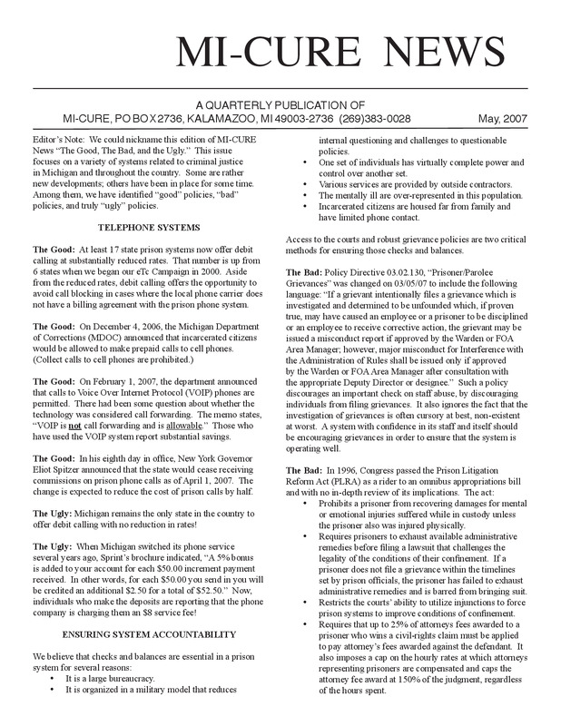 MI-CURE News (May 2007)