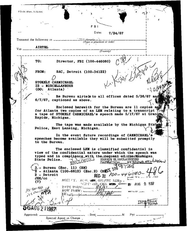 Unedited Transcript of Stokely Carmichael’s Grand Rapids Speech (May 1967)