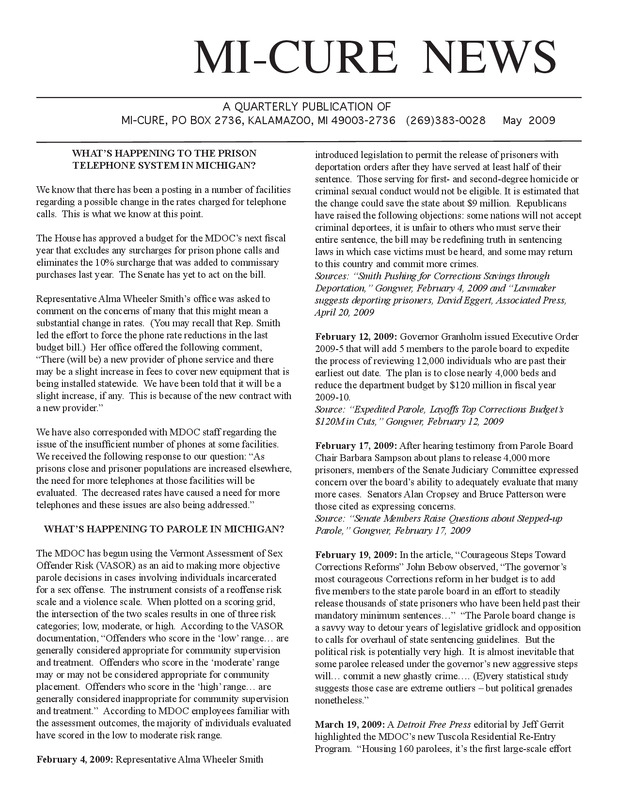 MI-CURE News (May 2009)