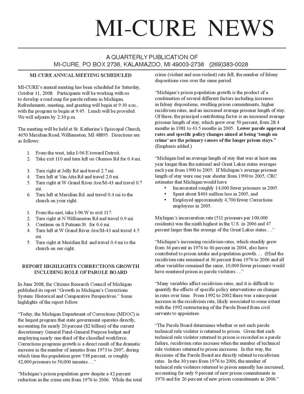 MI-CURE News (August 2008)