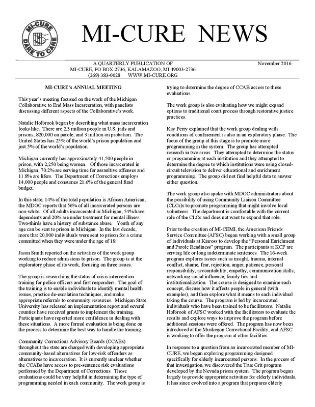 MI-CURE News (November 2016)