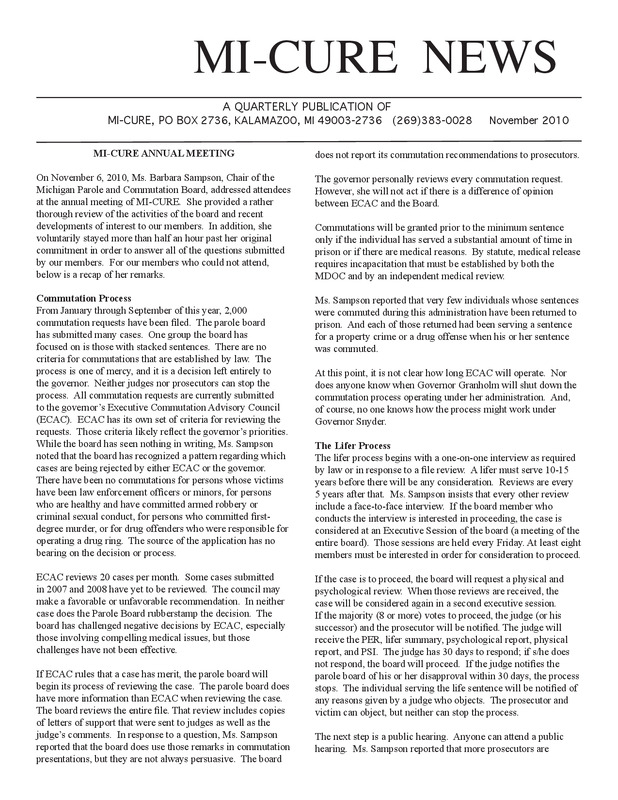MI-CURE News (November 2010)