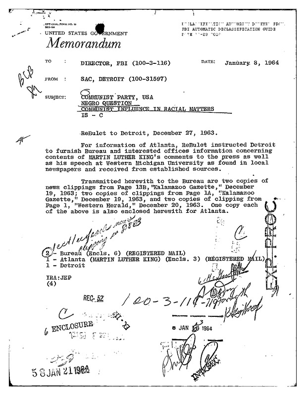 Media Coverage on MLK’s Speech at Western Michigan University