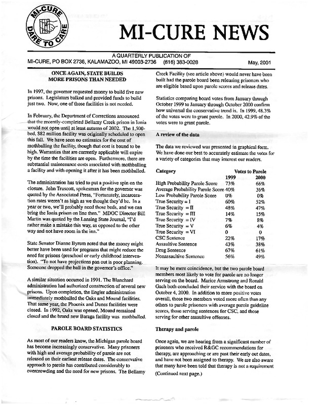 MI-CURE News (May 2001)
