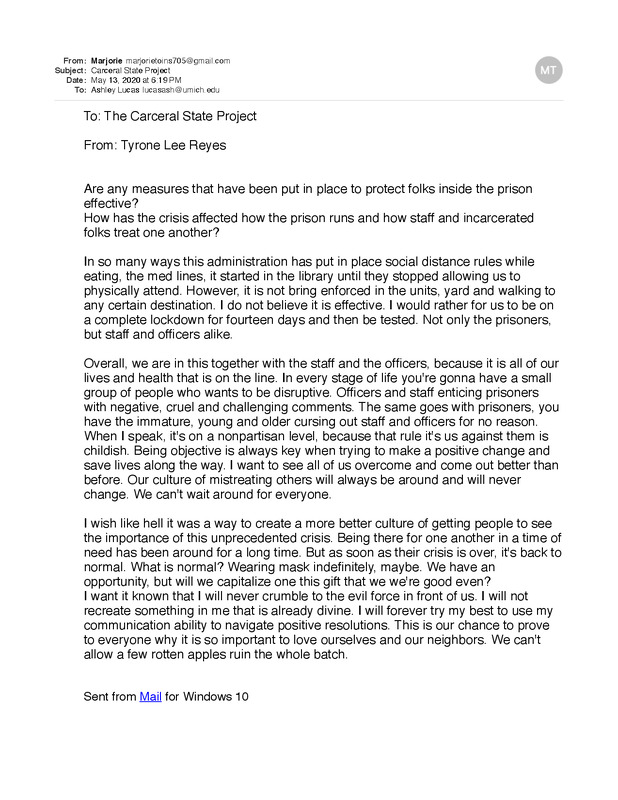 Reyes, Tyrone Lee Written Testimonial [6]