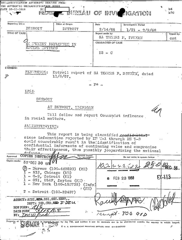 Communist Influence in Racial Matters Internal Report #13 (January to February 1968)