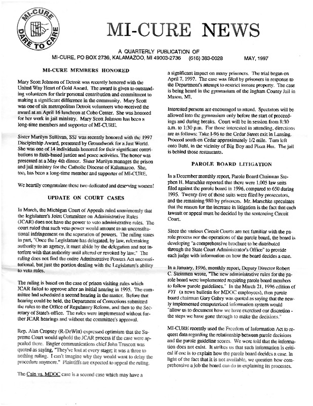 MI-CURE News (May 1997)