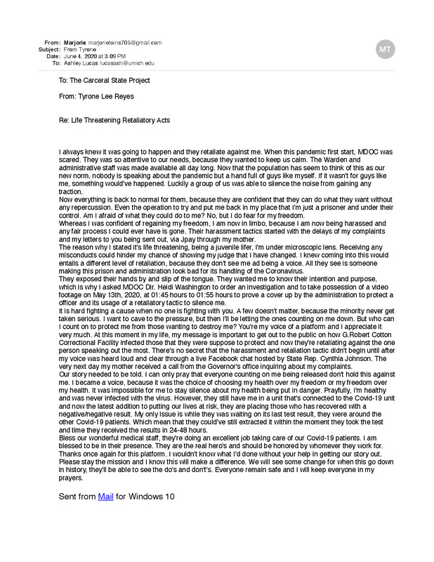 Reyes, Tyrone Lee Written Testimonial [8]
