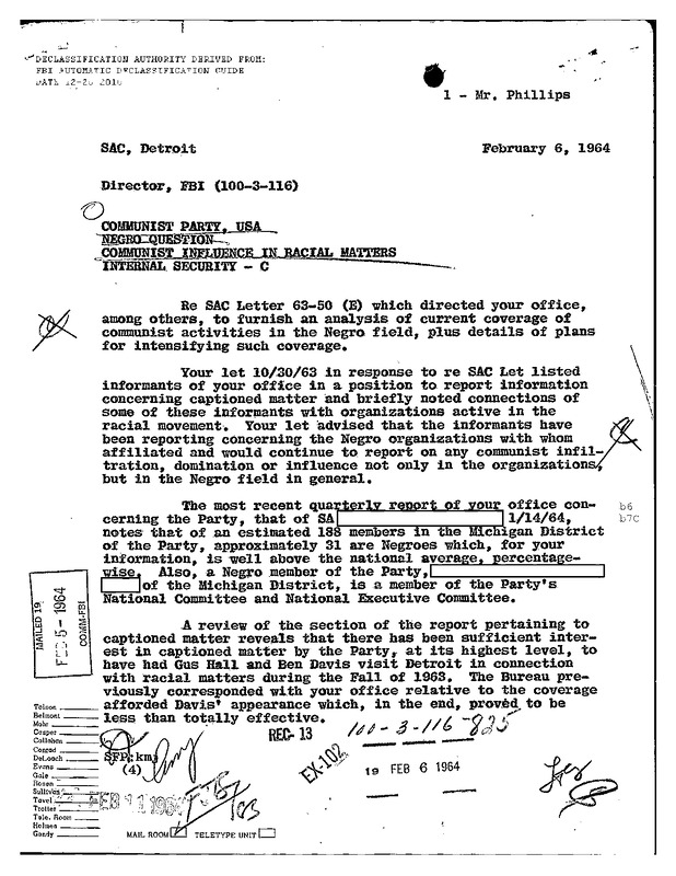 Investigation of Benjamin J. Davis & Gus Hall