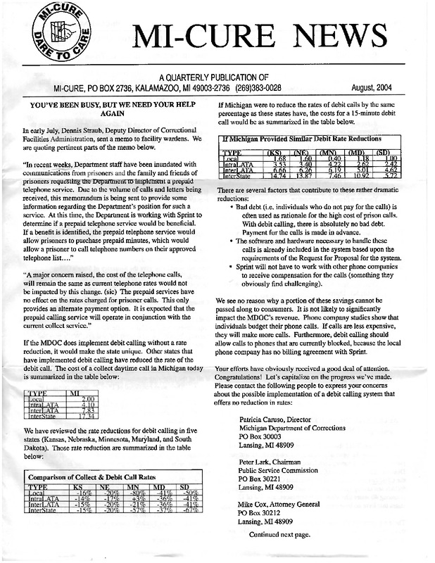 MI-CURE News (August 2004)