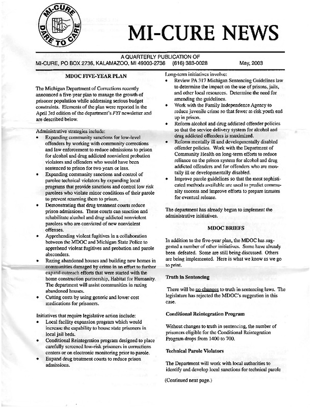 MI-CURE News (May 2003)
