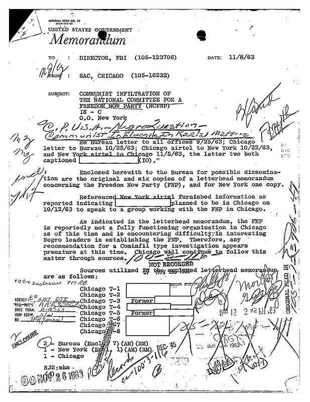 Surveillance of Freedom Now Party Activities in Chicago (Fall 1963)