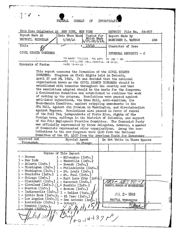 Civil Rights Congress Report