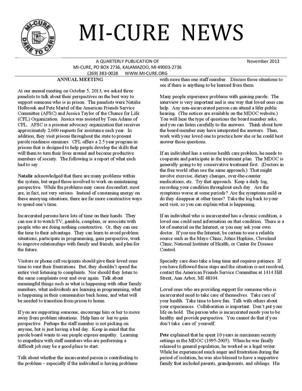 MI-CURE News (November 2013)