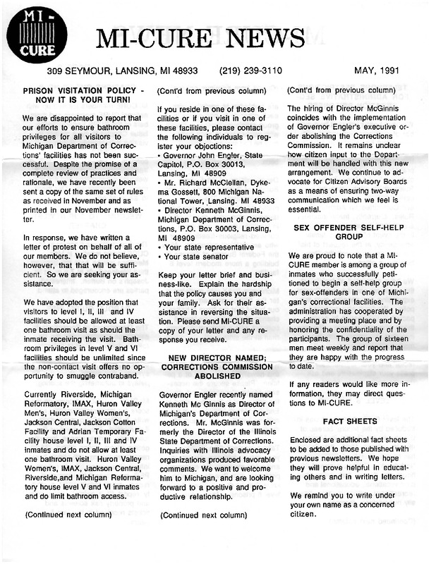 MI-CURE News (May 1991)