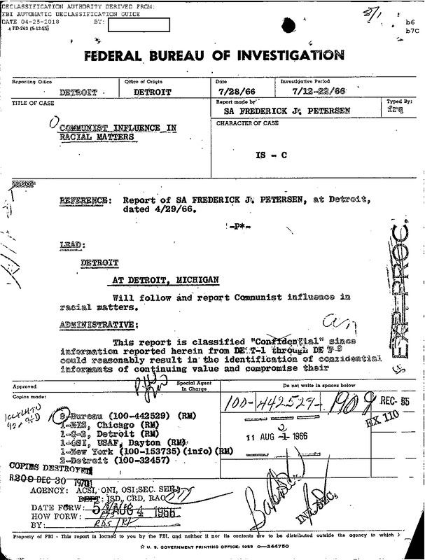 Communist Influence in Racial Matters Internal Report #8 (July 1966)
