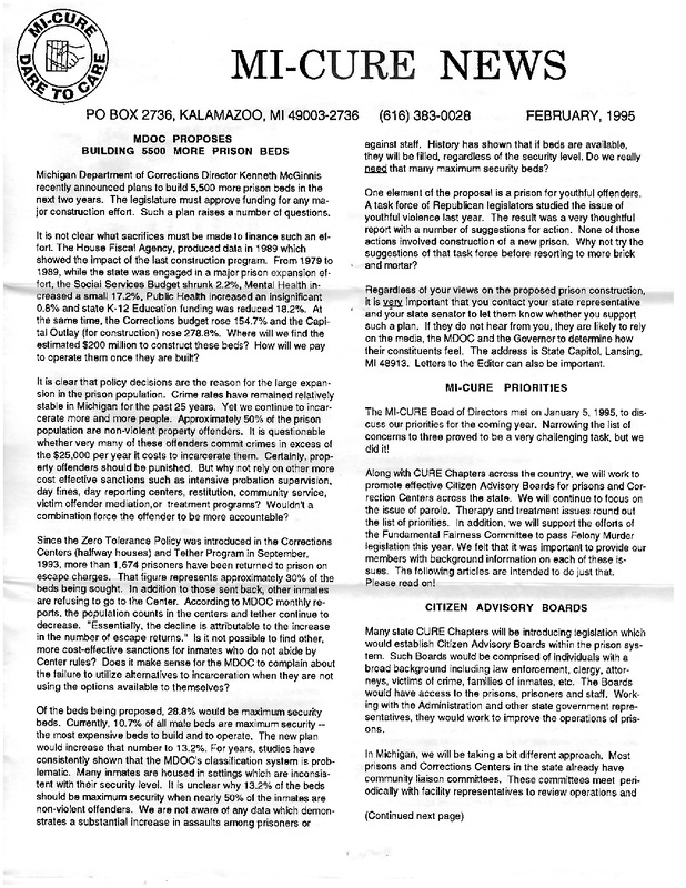 MI-CURE News (February 1995)