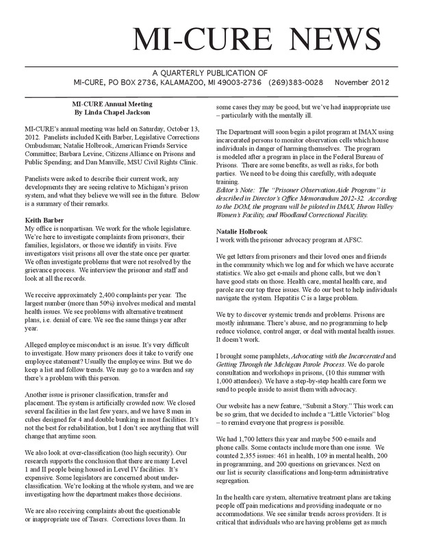 MI-CURE News (November 2012)