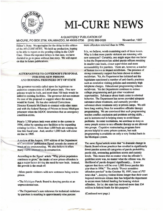 MI-CURE News (November 1997)