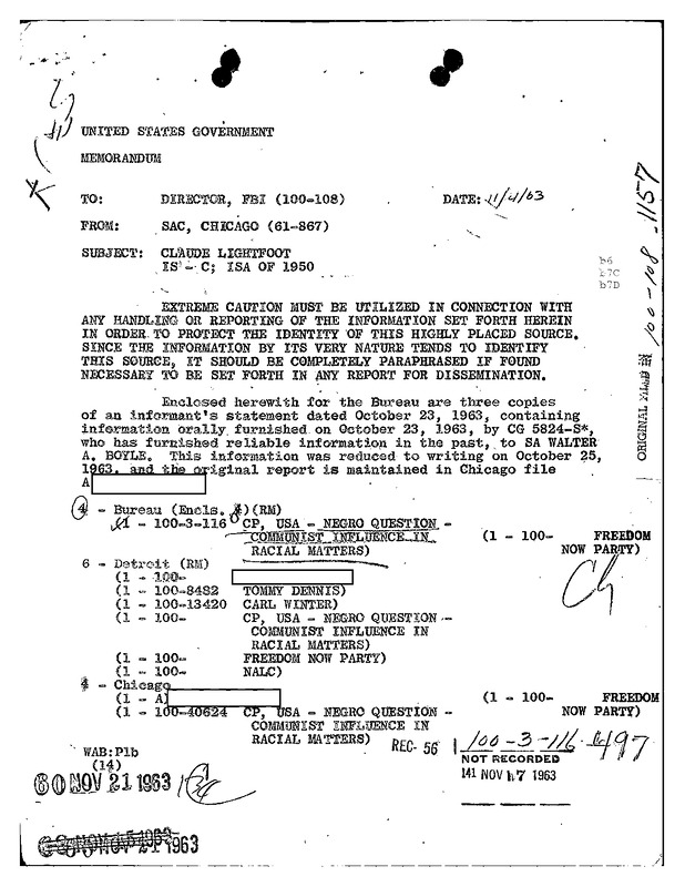 Claude Lightfoot and the Formation of the Negro-American Labor Council (NALC) in Detroit