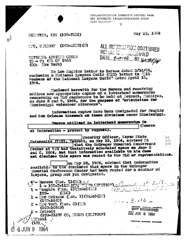 Informant Report on the Mississippi Project and the National Lawyers Guild